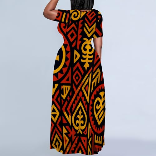 Image of PinkPatty Plus Size Maxi Dress for Women Summer Casual Short Sleeve Tshirt Dresses with Pockets (XL-6XL)
