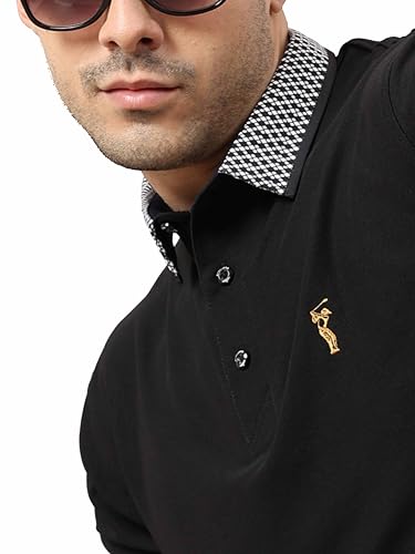 Image of STELLERS Men's Polo T-Shirt | Jacquard Collar| Feather Touch Feel |Regular Fit| Odour Resistant| Anti-Static| Wrinkle Free | Quick Dry | Stretchable | Lightweight | Sweat-Proof
