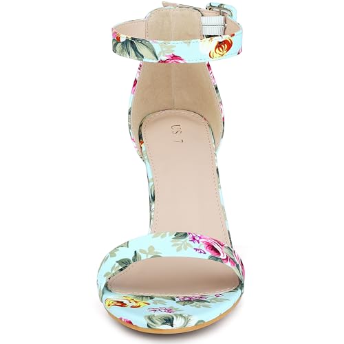 Image of Allegra K Women's Floral Print Open Toe Block High Heels Summer Sandals