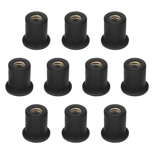 Be In Your Mind 10Pcs M6 Rubber Nuts Motorcycle Windshield Nuts Brass Insert Motorcycle Fairing Well Nut Compatible with Honda Compatible with Suzuki