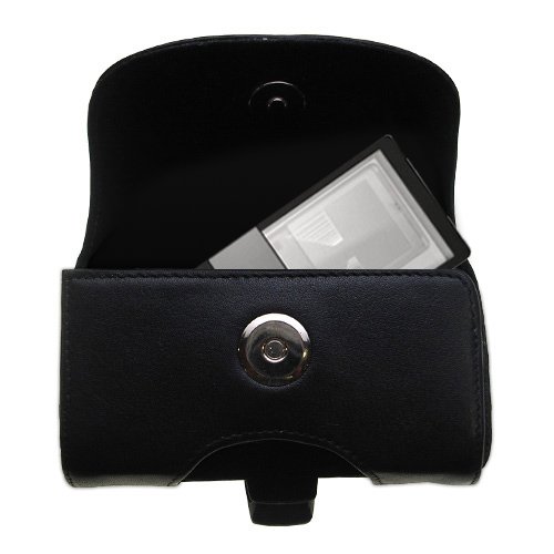 Gomadic Belt Mounted Leather Case Custom Designed for The Sony Ericsson Xperia Pureness - Black Color with Removable Clip