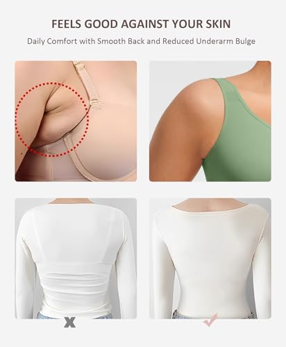 Image of FeelinGirl Seamless Everyday Bras for Women No Underwire with Wide Straps | Full Coverage, Comfy Sleep Bra, Smooth, Wide Back Bralettes, Wireless, Buttery Soft Tshirt Bra, Unlined, No Show