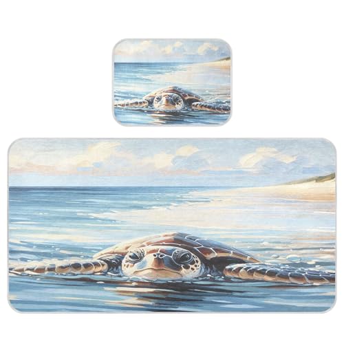 Takiito Sea Turtle Baby Cooling Mattress Pad, Soft & Breathable Cooling Mat Keep Baby Cool in Summer 28x52 in, Nursery Essential