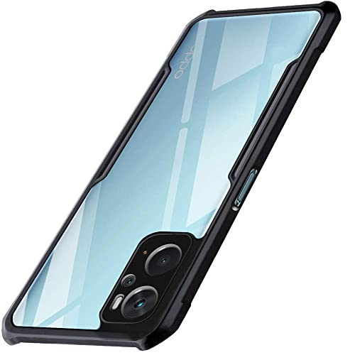 Image of WOW IMAGINE Shock Proof Clear Protective Back Case for Oppo K10 4G AirEDGE Technology | 360 Degree Camera Protection | Transparent Hybrid Back Case Mobile Cover - Black