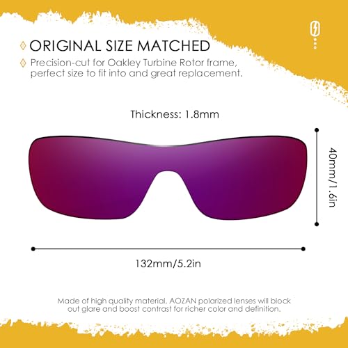 Image of ANSI Z87.1 Replacement Lenses For Oakley Turbine Rotor OO9307 Sunglasses