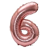 YPSelected 32 Inch Large Foil Helium Number Balloon Birthday Wedding Party 0-9 (Rose Gold, 6)