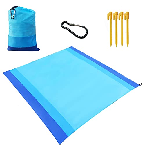 Stranddecke Picknickdecke 200 x 145 cm,Wasserdicht Sandabweisend Strandmatte mit 4 Feste Nägel,MIOKY Leicht und Tragbar Schnell Trocknend Outdoor Decke für Camping und Strand,Navy Blau Cover