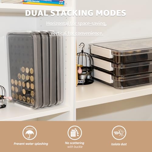 Image of Nuvretk 54 Slot Wax Seal Stamp Head Storage Box - Clear Organizer with Double-Latch Lid, Stackable Design, EVA Foam Pad for Various Stamp Sizes