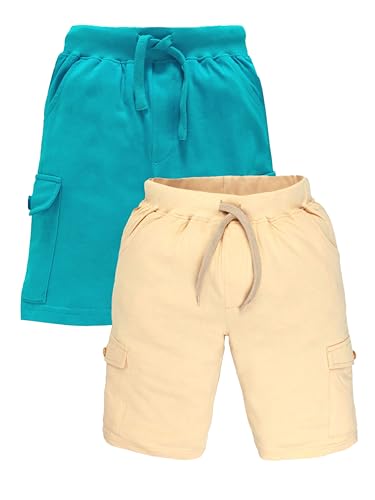 Image of KiddoPanti Boys Knit Solid Cargo Shorts | 100% Cotton | Comfortable Rib Waistband | 2 Front Pockets & 2 Cargo Pockets | Sport Bermuda Half Pant for Boys