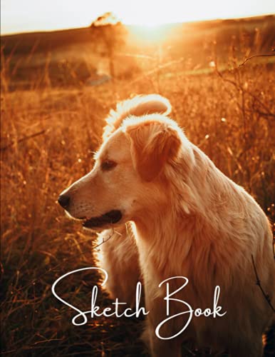 Sketchbook Golden Retriever And Sunset Cover: Simple Blank Sketchbook for Kids and Adults, Blank Space for Drawing. Dog Lovers Gifts, Unique Gift Idea for Young Artists image 2