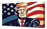 Donald Trump US-Flagge Cartoon – Leinwanddruck auf einem Holzrahmen – ideales Bild für Wanddekoration