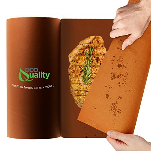 Pink Butcher Kraft Paper Roll Peach Wrapping Paper 15 in x 1000 ft - Roll for Briskets, BBQ Meat Smoking, Butcher, Food Service, Meat Paper Uncoated and Unwaxed by EcoQuality (1)