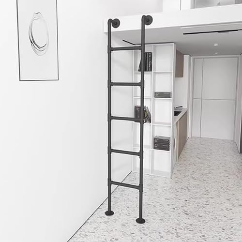 Heavy-Duty Black Bunk Bed Ladder - Emergency Egress for Window Well - Wrought Iron Indoor/Outdoor Climbing Ladder - Customizable Size (6.4ft / 1.95m)