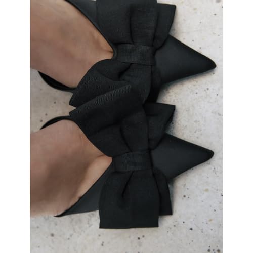 UFEDO Bow Slingback Pumps Shoes for Women Pointed Toe Stiletto Heel Buckle Strap Backless Dress Evening Party Pumps4