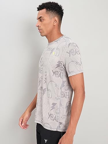 Image of TECHNOSPORT Men Polyester Regular Fit Half Sleeve Jacquard T-Shirt with Double Cool, Quick Dry & Anti Microbial for Sports, Running & Casual Use