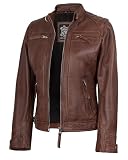 Decrum Leather Jacket - Womens Leather Motorcycle Jacket | [1314844] Diamond 1 Cognc, L
