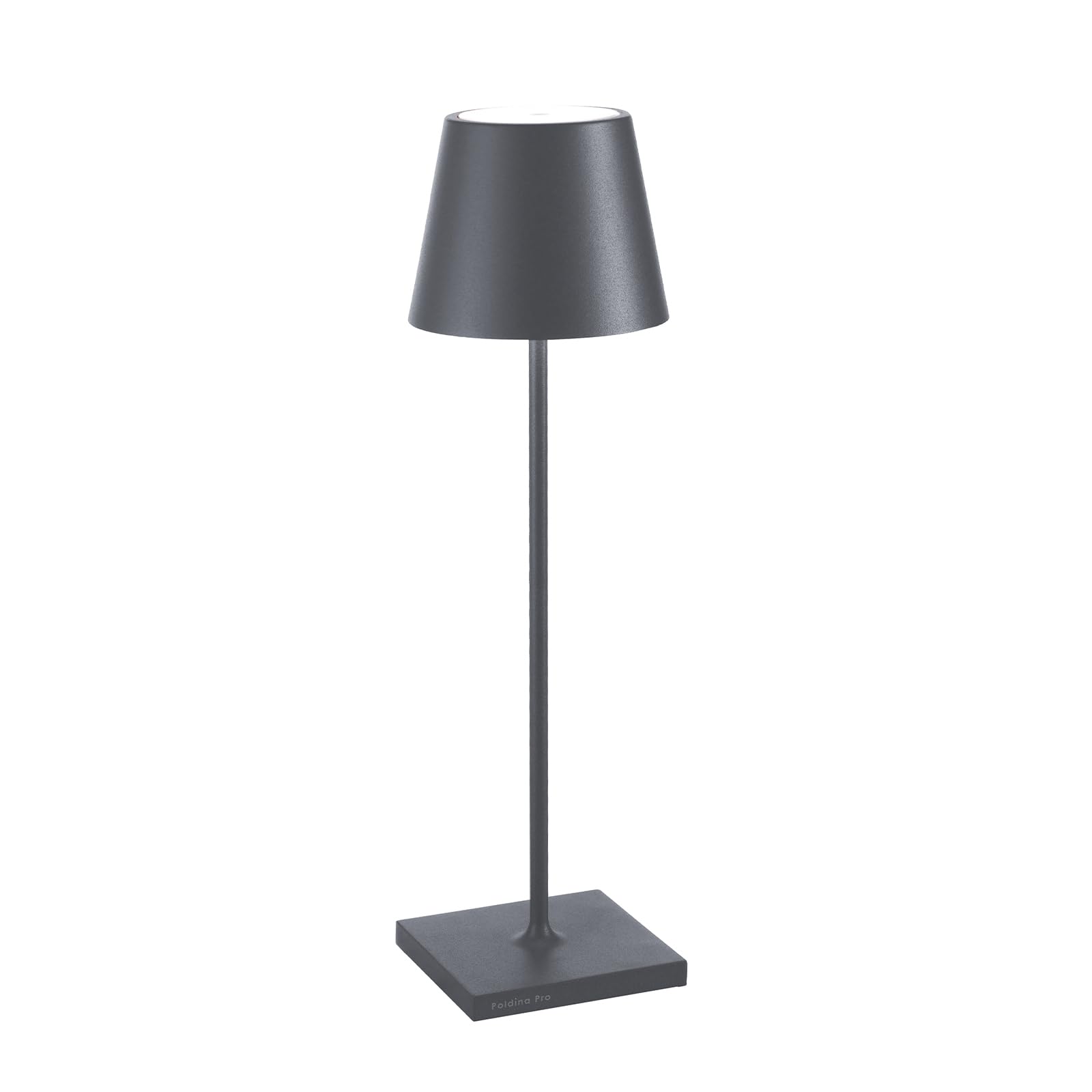 Zafferano, Poldina Pro Lamp, Rechargeable Cordless Table Lamp with Touch Controls, Suitable for Indoor and Outdoor, Dimmer, 2200-3000 K, Height 14.9 Inches, Dark Gray Color