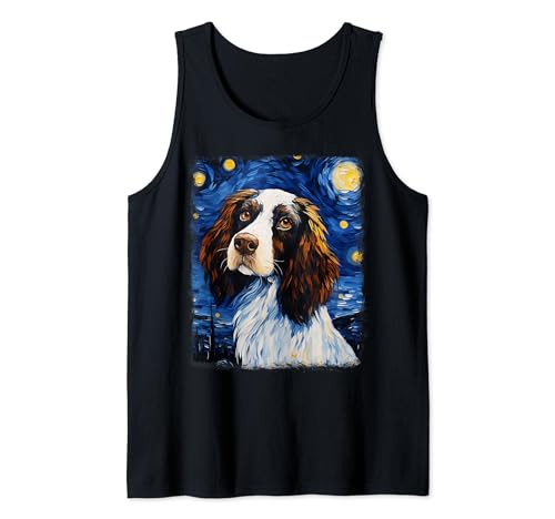 English Springer Spaniel Cane Starry Night Painting Canotta