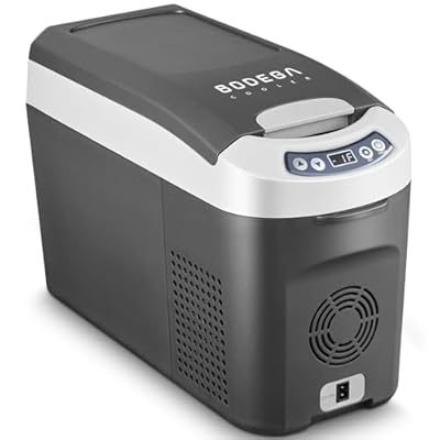 BODEGACOOLER 12 Volt Car Refrigerator, 16 Quart (15L) Small Car Fridge, Portable Freezer(-4?~68?), Car Cooler with 12/24V DC for Outdoor, Vehicles, Camping, Travel