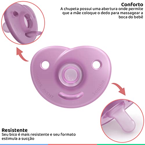 Chupeta Avent Philips Calmante Soothie 4-6m Rosa Kit C/2