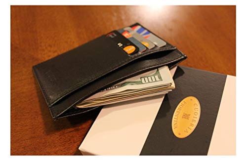 Slim Sleeve Black Wallet Premium Calf Leather Made in Italy - Holds 10+Cards +Cash - Slim Profile Reduces Wallet Bulk3