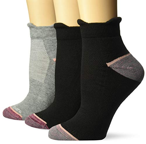 Dr. Scholl s Men s Walking Fitness Double Tab Ankle Socks 3 Pair, black grey, Shoe Size: 4-10