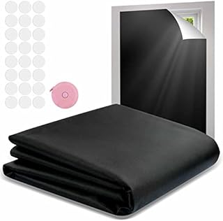 300x145cm Upgraded Temporary Blackout Blind, OBOVO Portable 100% Blackout Fabric with 24PCS Double Sided Tape and Ruler Cut to Size to Fit Any Window for Bedroom, Nursery, Travel