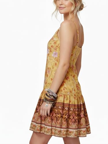 Image of Watoriwa Women Summer Boho Mini Dress | Spaghetti Strap, Sundress, Beach, Casual, Coverup