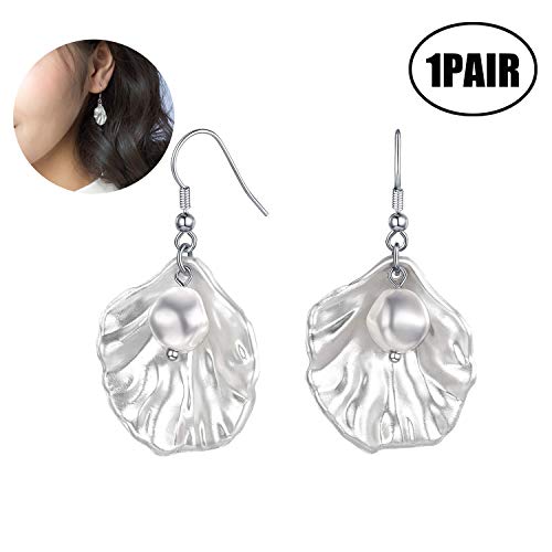 LuLyL-Boucles d'oreilles perle-100% Perle d'eau Douce-Bouton Goujon en Argent 925-Plaqué Platine-Argent Sterling 925-Bou?Coquille?