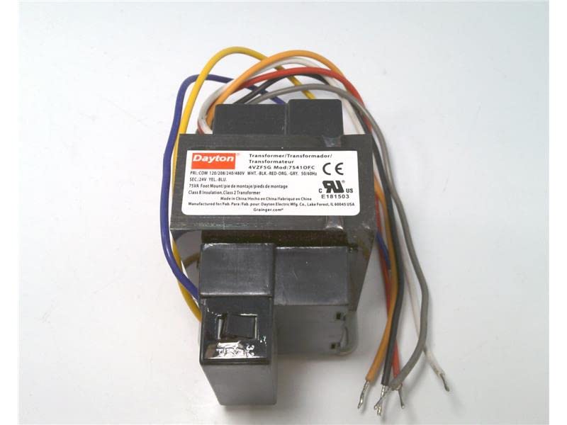 DAYTON 4VZF5 SEC 24V, Transformer, PRI 120/208/240V 50/60HZ, Class 2