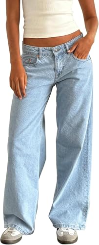 Low Rise Baggy Jeans for Women,Mom Jeans Baggy Jeans Wide Leg Denim Pants Loose Fit Boyfriend Fashion Y2k Outfits 2025