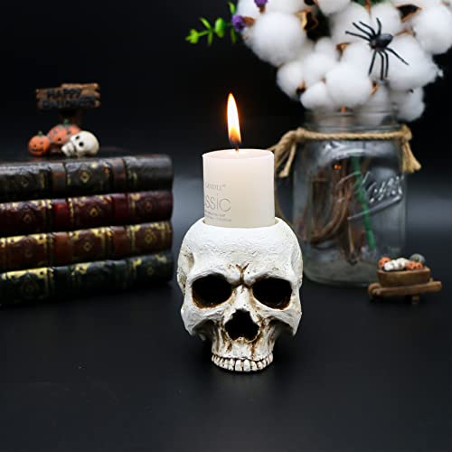 Skull Candle Holder - Gothic Shed Tears Human Skull Tealight Candle Holder Novelty Skull Bone Candlestick Halloween Home Bar Party Tabletop Decor #TOP2