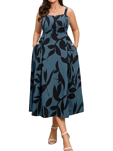 Image of RWJ Women's Plus Size Dresses with Pockets V-Neck Sleeveless Maxi Dress for Wedding Guest Dress Formal Cocktail