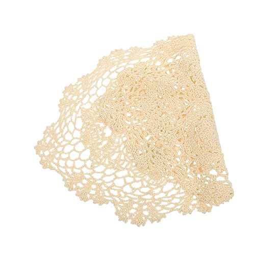 INOOMP Mantel Individual De Algodón Hecho Mano con Encaje De Ganchillo Beige Tapete Decorativo Vintage para Mesa Comedor Lavable y Elegante para Hogar y Eventos