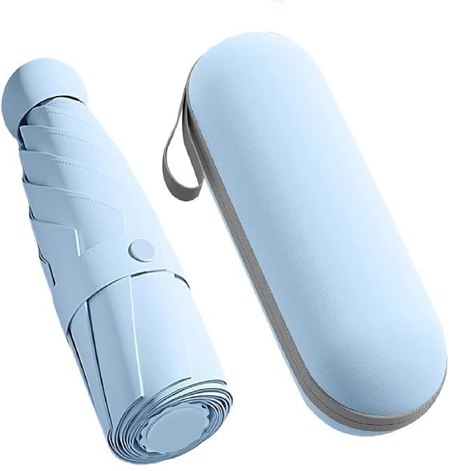 MVM Enterprise Mini Umbrella with Case for Men & Women (Manual Open) Compact Travelling Umbrella, Polyester & UV Protection Fabric for Summer/Anti-Slip Handle- Use in Rain & Summer- 6 Frame
