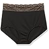 Warners-Womens-No-Pinching-No-Problem-Microfiber-with-Lace-Brief-Panty Warner's womens No Pinching No Problems Dig-free Comfort Waist With Lace Microfiber Rs7401p Briefs, Rich Black, Large US