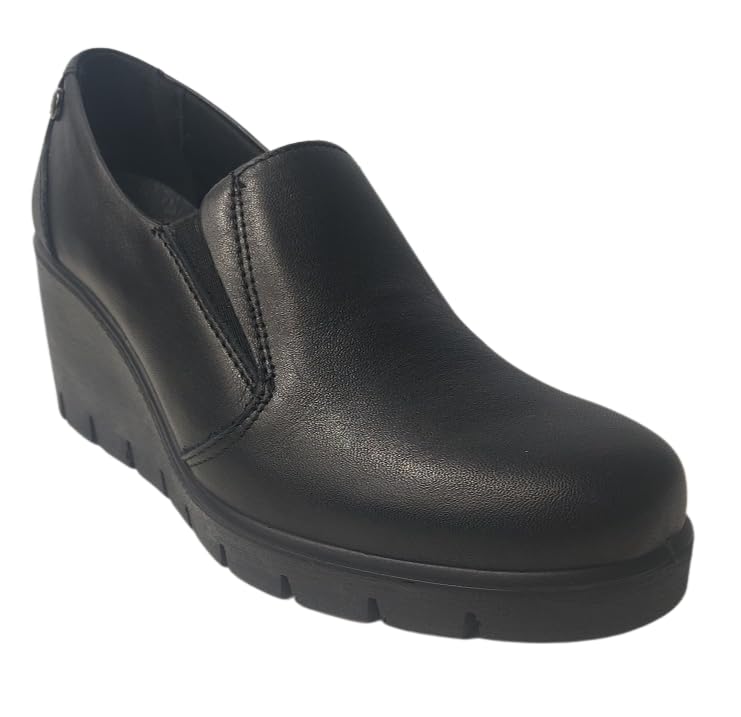 ENVAL SOFT 47628 Negro Mocasín Mujer de Cuero con Plantilla de Memoria, Negro , 39 EU