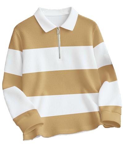 Image of Mens Stylish Half Zip Tshirt, Texture Striped Casual T-Shirt for Men, Formal Collared Neck Full Sleeves T-Shirt for Boys