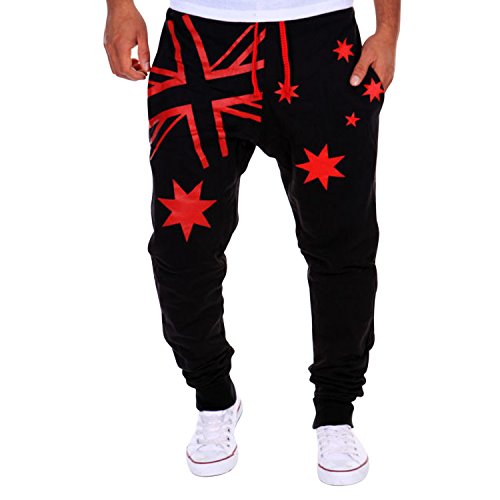 Katesid Men's Harem Casual Baggy Hiphop Dance Jogger Sweatpants Trousers Red