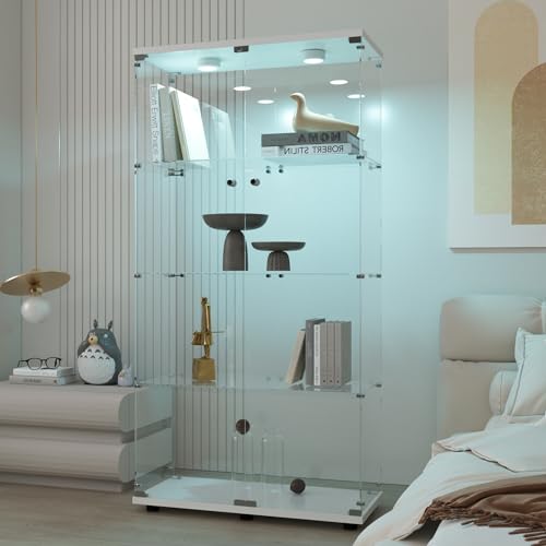 Image of Beauty4U Glass Display Cabinet with 13-Color LED, 4-Tier Curio Cabinet