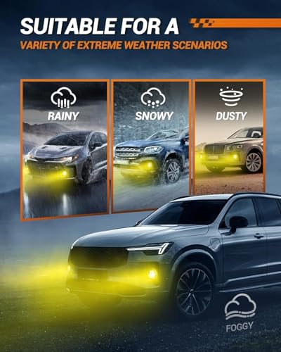 Image of SEALIGHT 2504 LED Fog Light Bulbs Yellow, 18,000 LM 800% Brightness 3000K Yellow 2504 /PSX24W Fog Lights for Car, Plug and Play, RV Interior Lighting, Pack of 2