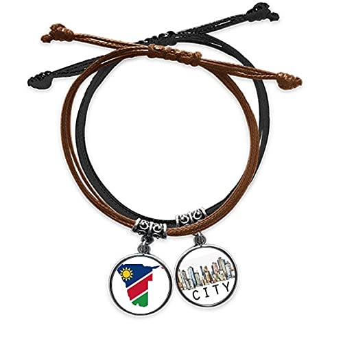 Bracelet Namibie pour homme et femme style voyage en cuir et corde Sidi
