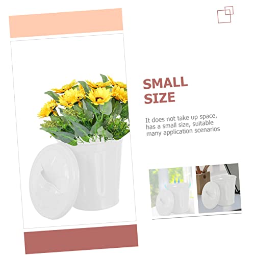 Image of jojofuny Mini Galvanized Trash Can, White, 10-Inch
