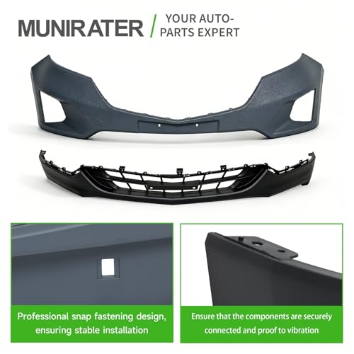 Image of Black Front Bumper Cover Upper and Lower Fascia Replacement for Equinox 2018-2020