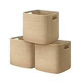 UBBCARE Cube Storage Bins Organizer Set of 3 Collapsible Cotton Rope Storage Baskets Decorative...