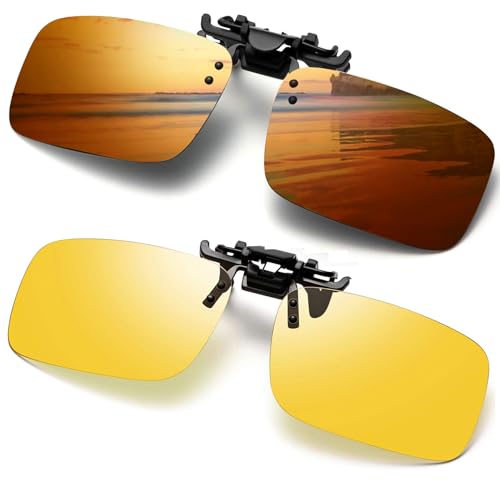 Polarized Clip-on Sunglasses over Prescription Glasses Anti-Glare Driving Sun Glasses for Men Women...