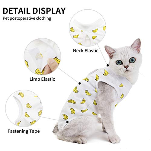 Image of Professional Surgery Recovery Suit for Cats Paste Surgery and Skin Diseases, After Surgery Wear Suit for Dog Cat Banana L