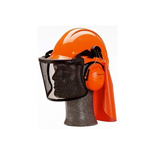 3M G3000NOR31V5C - Combinación forestal Casco G3000 ventilado naranja orejera H31 y pantalla V5C con arnés estándar, banda sudor plástico y cubre-lluvia GR3C