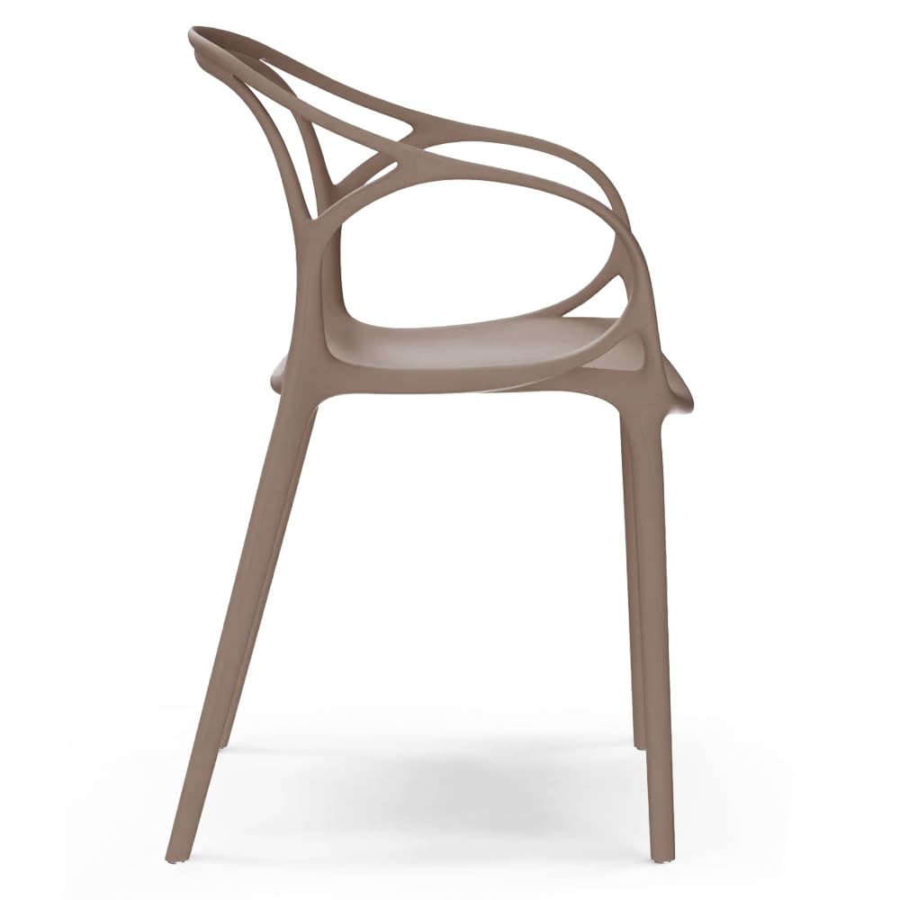 REDÒKASA Set 4 sedie in polipropilene CHIARA, impilabile, design moderno, ideale per sala da pranzo, soggiorno, cucina, sala d’attesa, bar, ristoranti (4, Tortora)
