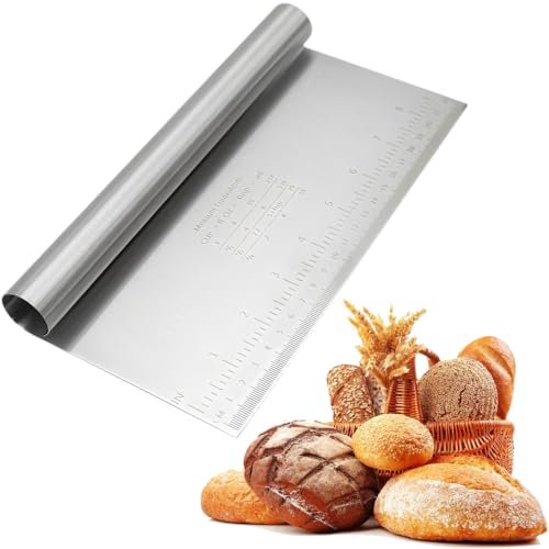 Grandi Taglia Impasto Con Scala Graduata In Acciaio Inox, Raschietto Per Pasta,tarocco Per Impasti Multiuso,Spatola/tagliapasta Per Torte, Pizza, Torte, Utensili Da Forno (22 x 12cm)